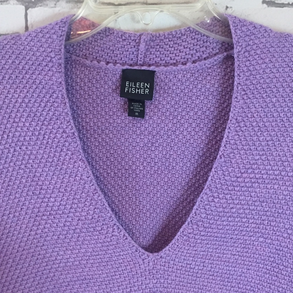 Eileen Fisher V-neck Merino Wool Sweater Sz M - Picture 3 of 8
